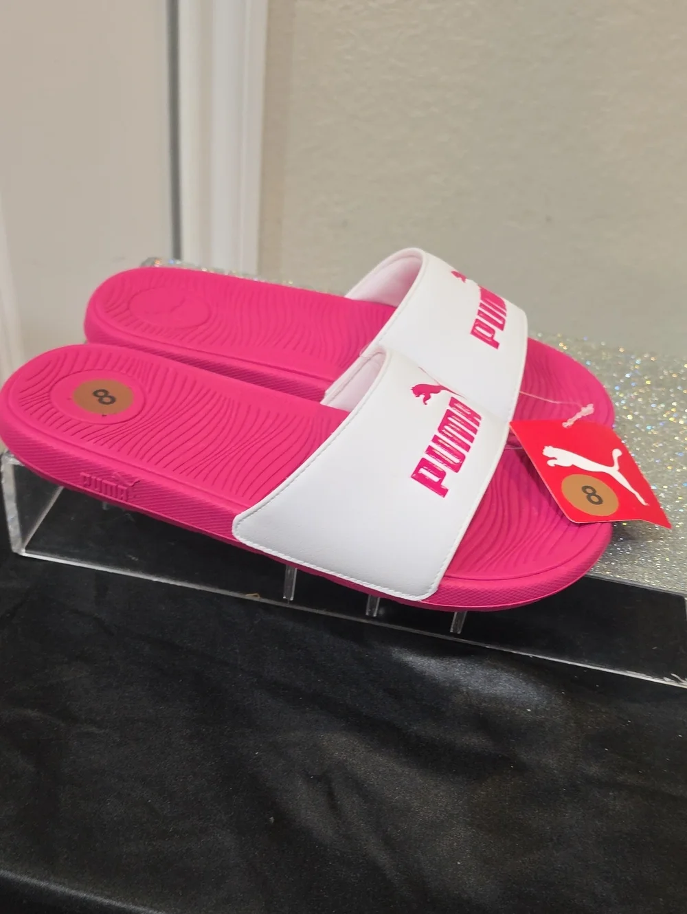 Puma PopCat 20 Slide Sandals- White/Pinktastic
